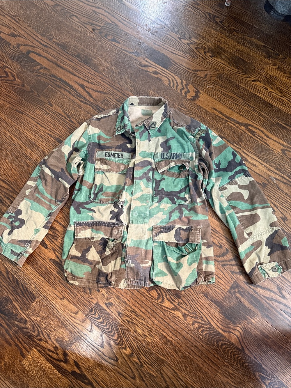 Vintage US Army M81 Woodland Camo BDU Field Shirt Jacket Medium Regular Gorpcore